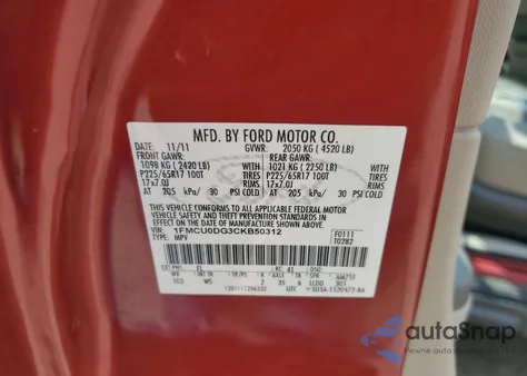 2012 Ford Escape Xlt z USA, uszkodzony, nr VIN 1FMCU0DG3CKB50312